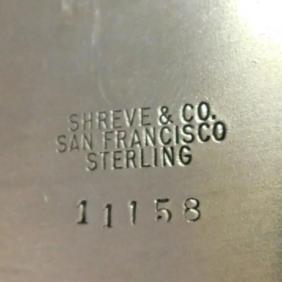 Shreve & Co. San Francisco Name Mark hallmark, SHREVE & CO / SAN FRANCISCO / STERLING, often with a capacity or model number