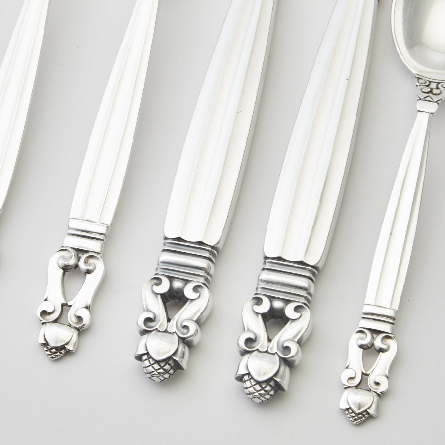 Georg Jensen Acorn Sterling, 1915 flatware