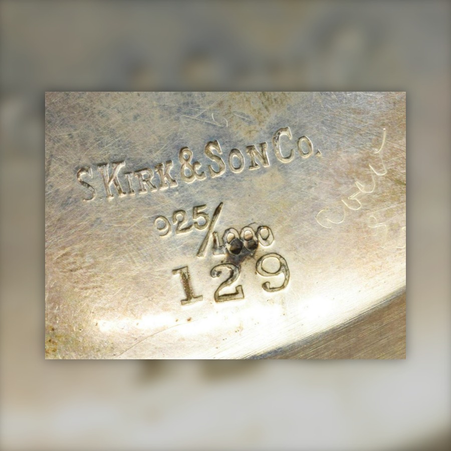 Samuel Kirk & Son Co. Mark, 1896 to 1924 hallmark, S. KIRK & SON CO. with the fineness 925/1000 or STERLING